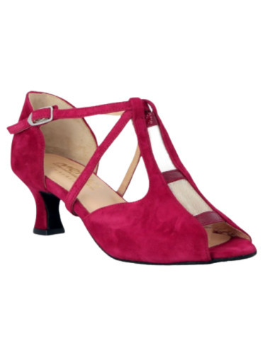 Tanzschuhe Zürich – Merlet Katia, echtes kirschrotes Wildleder, 5cm Absatz