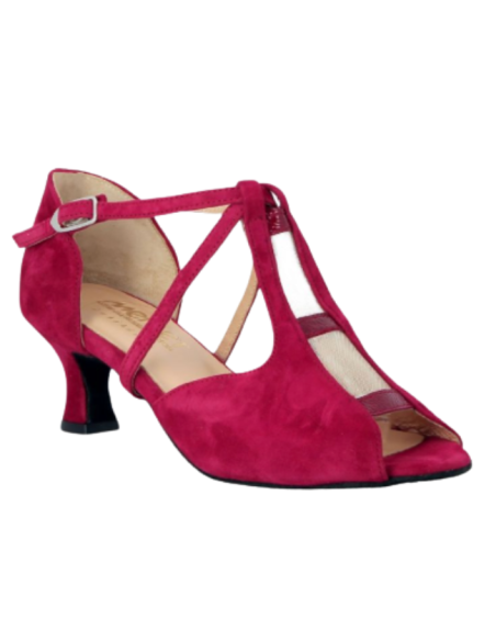 Chaussures de danse Zurich – Merlet Katia, daim véritable rouge cerise, talon de 5cm