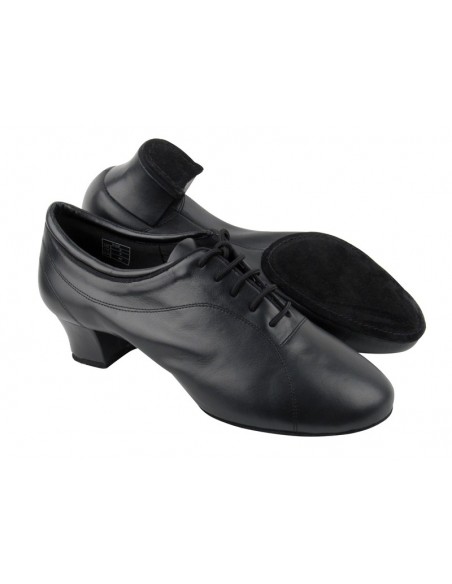 Chaussures de danse latine pour hommes, semelle divisée, noir, cuir, danse de salon