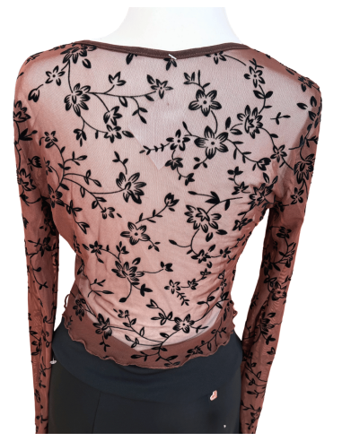 Schokobrauner Bolero aus floralem Netzstoff – Tanzschuhe Zurich | Tanzbekleidung in Zurich