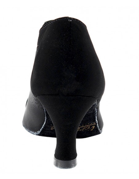 Scarpa da ballo donna in nabuk nero e tulle per salsa, ballo di sala, tango