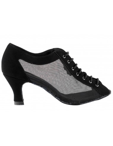 Scarpa da ballo donna in nabuk nero e tulle per salsa, ballo di sala, tango