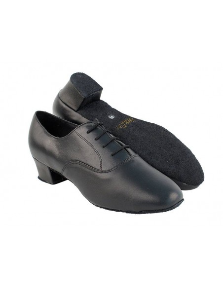 Mens latin dance shoe with latin heel in black leather for ballroom dancing