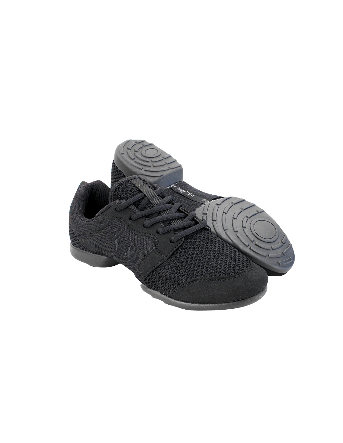 Dance sneaker in black mesh with split PVC sole for salsa, linedance ...