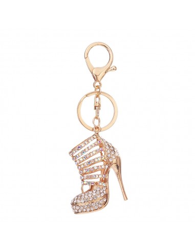 Golden crystal shoe keyring for shoe lovers. Great as handbag bling