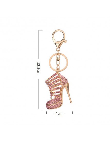Golden crystal shoe keyring for shoe lovers. Great as handbag bling